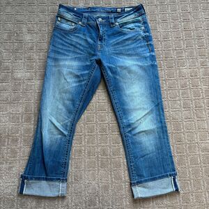 Miss Me Boyfriend Capri Jeans Women 27 Denim Cuffed Low Rise Stretch Medium Wash